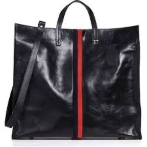 CLARE V SIMPLE TOTE IN BLACK LEATHER